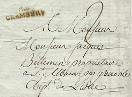 1808- Lettre De 84 / CHAMBERY  ( Mont-Blanc ) 32 X 8 1/2 Mm Noir Pour St Albain - 1792-1815: Veroverde Departementen