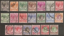 MALAYA - MALACCA 1949 - 1952 SET OF 20 STAMPS SG 3/17 FINE USED Cat £180 - Malacca