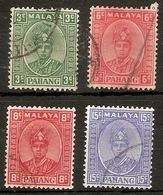 MALAYA - PAHANG 1937 - 1941 VALUES 3c, 6c, 8c, 15c SG 31a, 34, 36, 39 FINE USED Cat £197+ - Pahang