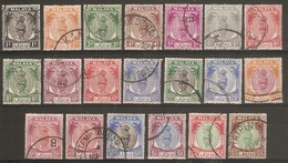 MALAYA - PERAK 1950 - 1952 SET OF 20 STAMPS SG 128/148 FINE USED Cat £55 - Perak