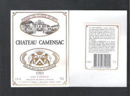 CHATEAU  CAMENSAC - HAUT-MEDOC - GRAND CRU CLASSE EN 1855  - 1983 -  WIJNETIKET  (VE 061) - Bordeaux