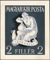 1941 Gönczi Gebhardt Tibor  Eredeti, 13 X 17 Cm Méretű Vázlata A Művész Sor Ebben A Formában Meg Nem Valósult Bélyegéhez - Autres & Non Classés