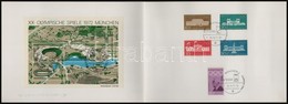 NSZK 1972 Müncheni Olimpia Emlékfüzet Benne 5 Klf Olimpia Sor + 3 Blokk Alkalmi Bélyegzéssel - Sonstige & Ohne Zuordnung