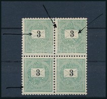 ** * 1889 3kr Négyestömb Lemezhibákkal / Block Of 4 With Plate Flaws (halvány Falcnyom / Light Hinge) - Other & Unclassified