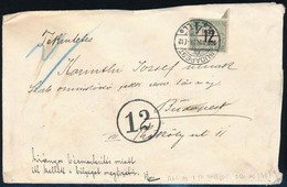 1909 Budapest Helyi Levél, Hiányos Bérmentesítés Miatt 12f Portóval, A Hátoldalán 2 Db Turul 3f Eltépve / Local Cover Wi - Andere & Zonder Classificatie