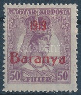 ** Baranya I. 1919 Zita 50f Vörös Felülnyomással Próbanyomat, Garancia Nélkül (**35.000) - Altri & Non Classificati