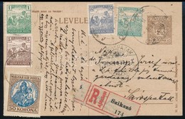 1923 Ajánlott Levelezőlap 6 Bélyeggel Szikszóról Sárospatakra / Registered Postcard With 6 Stamps - Sonstige & Ohne Zuordnung