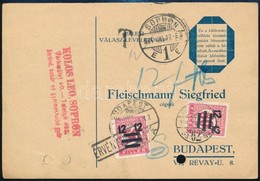 1934 Levelezőlap 2 X 12/50f Portóval, Az Egyik érvénytelenítve, Sopronból Budapestre, Kisegítő Portózva / Postcard With  - Altri & Non Classificati