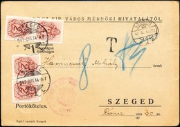 1942 Szeged Helyi Portóköteles Levelezőlap 4 X 2f Portóval / Local Postcard With Postage Due - Andere & Zonder Classificatie