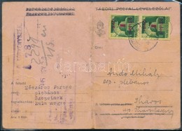 1945 (2. Díjszabás) Távolsági Levelezőlap Kisegítő 2 X 1P/1P Bérmentesítéssel, 1945 Nov. 26-án érkezett - Autres & Non Classés