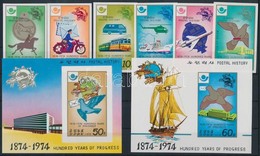 ** 1978 100 éves Az UPU Vágott Sor Mi 1693-1698 B + 2 Vágott Blokk Mi 44-45 B - Altri & Non Classificati