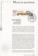 " MUSEE DU QUAI BRANLY " Sur Notice Officielle 1er Jour De 2006 . N° YT 3937. Parfait état - Museums
