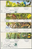 1989 Bélyegkiállítás; Állatok - Virágok Sor 4 ötöscsíkban Mi 318-337 4 Db FDC - Other & Unclassified