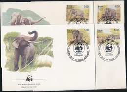 1986 WWF Elefántok Sor Mi 753-756 4 FDC - Autres & Non Classés