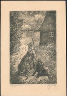 Barabás Jezéssel: Kutyák, 1933, Rézkarc, Papír, Jelzett.  23x14 Cm - Andere & Zonder Classificatie