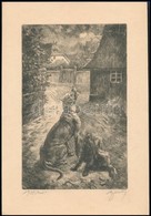 Barabás Jezéssel: Kutyák, 1933, Rézkarc, Papír, Jelzett.  23x14 Cm - Other & Unclassified