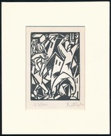 Bortnyik Sándor (1893-1976): Kezeket Fel! Linó, Papír, Utólagos Jelzéssel, Paszpartuban, 11×8,5 Cm - Sonstige & Ohne Zuordnung