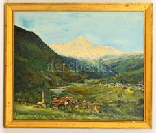 Jelzés Nélkül: Alpesi Táj. Olaj, Farost, Keretben, 50×60 Cm - Andere & Zonder Classificatie