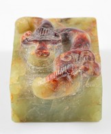 Kínai Jáde Kő Pecsétnyomó, Faragott, Szalamandra Figurával / Chinese Jade Seal Maker.Salamander 4x2,5 Cm - Autres & Non Classés