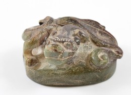 Kínai Jáde Kő Pecsétnyomó, Faragott, Szalamandra Figurával / Chinese Jade Seal Maker.Salamander 4,5x3 Cm - Altri & Non Classificati