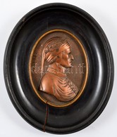 Dante, Bronz Plakett, Fa Keretben, Hátulján Jelzett (CR), 12×9 Cm - Andere & Zonder Classificatie