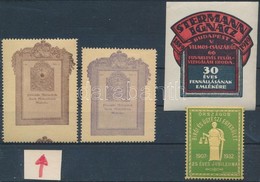1913 Műbarátok Antik Kiállítása 2 Dn Eltérő Nyomatú Levélzáró és 2 Db évfordulós Bélyeg - Non Classés
