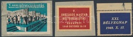 1948 Magyar Országos Bélyegkiállítás 2 Db Levélzáró Kivágáson + XXI. Bélyegnapi Levélzáró - Zonder Classificatie
