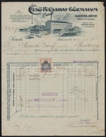 1911 Békéscsaba, Az Első B.Csabai Gőzmalom Díszes Fejléces Számlája, Rajta A Gyár Képével, 2f Okmánybélyeggel - Zonder Classificatie
