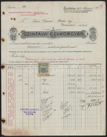 1912 Czinfalva, Czinfalvi Czukorgyár Fejléces Számlája Okmánybélyeggel - Zonder Classificatie