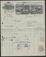 1942 Bp., Óbudai Fehérítő- és Impregnáló Gyár Rt. Fejléces Számlája, Rajta A Gyár Képével, Okmánybélyeggel - Zonder Classificatie