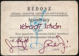 1978 RÉDOSZ RÉszeg Disznók Országos Szövetsége Igazolvány. - Unclassified