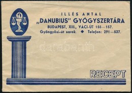 Illés Antal 'Danubius' Gyógyszertára Budapest XIII. Receptboríték - Publicités