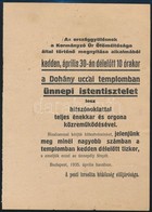 1935 Meghívó Az Országgyűlés Megnyitása Alkalmából Tartott ünnepi Istentiszteletre A Dohány Utcai Zsinagógába - Andere & Zonder Classificatie