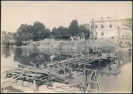 Cca 1941-1944 Czortków (Csortkiv, Ukrajna), Híd építése, 12×16,5 Cm - Other & Unclassified