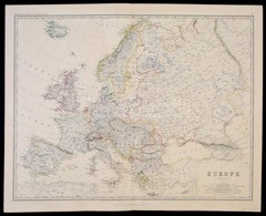 1879 Európa Nagyméretű Határszínezett Rézmetszetű Térképe. / 1879 Map Of Europe By Keith Johnston F. R. S. E. Colored Et - Other & Unclassified