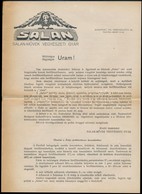 1923 A Salan Nevű új Desinficienssel Végzett Vizsgálatokról, Különlenyomat A Gyógyászat Tudományos Közleményei 17-18. Sz - Ohne Zuordnung