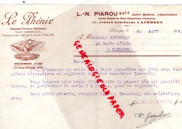 87 - LIMOGES- RARE FACTURE L.N. PIAROU- ASSURANCES LE PHENIX-15 AVENUE GARIBALDI- 1935 - Banca & Assicurazione