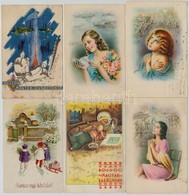 ** * 47 Db üdvözlő Képeslap 1930, 40 és 50-es évekből; Katonai és Karácsony / 47 Greeting Art Postcards From 30's, 40's, - Unclassified