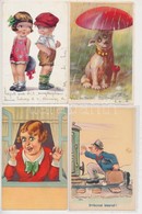 ** 6 Db RÉGI Humoros Grafikai Motívumlap / 6 Pre-1945 Humorous Graphic Art Postcards - Non Classés