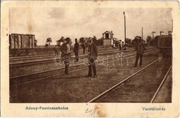 T3 1918 Adony-Pusztaszabolcs, Vasútállomás, Vagonok, Vasutasok (EB) - Ohne Zuordnung