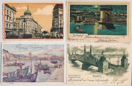 ** * Budapest - 8 Db Régi Képeslap, Két Lithoval / 9 Pre- 1945 Postcards With 2 Litho - Zonder Classificatie