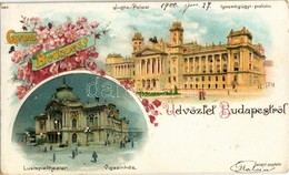 T2/T3 1900 Budapest, Igazságügyi Palota, Vígszínház. 393. Art Nouveau, Floral, Litho - Zonder Classificatie