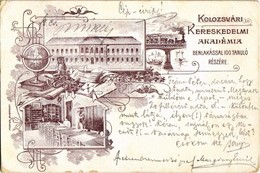 T3 1906 Kolozsvár, Cluj; Kereskedelmi Akadémia Bentlakással 100 Tanuló Részére, Belső, Híd, Gőzmozdony / Trade Academy,  - Non Classificati