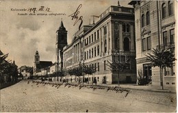 T2/T3 1907 Kolozsvár, Cluj; Kossuth Utca Unitárius Kollégium, Kövendy üzlete / Street View, Boarding School, Shop (EK) - Zonder Classificatie