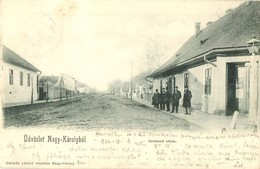 T2 1902 Nagykároly, Carei; Kalmand Utca, üzlet, Kocsma. Kiadja Csókás László / Street View, Shop, Inn - Unclassified