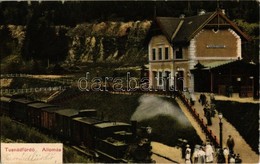 T2/T3 1908 Tusnádfürdő, Baile Tusnad; Vasútállomás Gőzmozdonnyal. Adler Alfréd / Bahnhof / Gara / Railway Station With L - Unclassified
