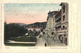 T2 1903 Bártfa, Bardejovské Kúpele, Bardiov; Sétatér, Deák Szálloda, Erzsébet Királyné Szálloda, Werther J. üzlete. Esch - Zonder Classificatie
