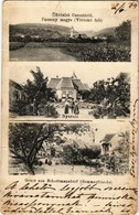 T3 1904 Cseszte, Schattmannsdorf, Castá; Látkép Vöröskő Felé, Templom, Nyaraló, Utcakép / General View In Direction Of C - Ohne Zuordnung