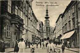 * T3 1911 Pozsony, Pressburg, Bratislava; Mihály Kapu Utca, üzletek. Kiadja Kaufmann / Michaelertorgasse / Street View W - Zonder Classificatie