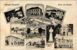 T3 1910 Pöstyén, Piestany; Vasútállomás, Szállók / Railway Station, Hotel. Art Nouveau (szakadás / Tear) - Zonder Classificatie